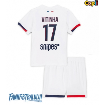Paris Saint-Germain Vitinha #17 Echipament de Fotbal Replică 2025-26 Copii Deplasare (+ Șorturi)